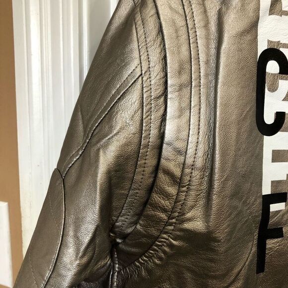 CREATE 2MRW -🎉HP🎉NWT -M Sz XL - 82 C'Est La Vie Silver Faux Leather Biker Jacket - Picture 14 of 16